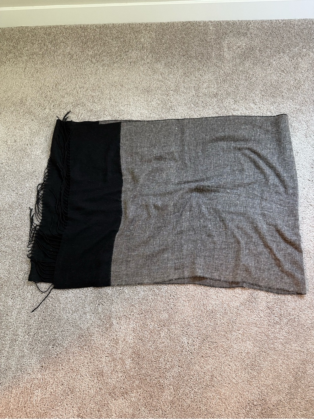 Francesca's Collections Black and BrownTwo-Tone Fringe Wrap Scarf